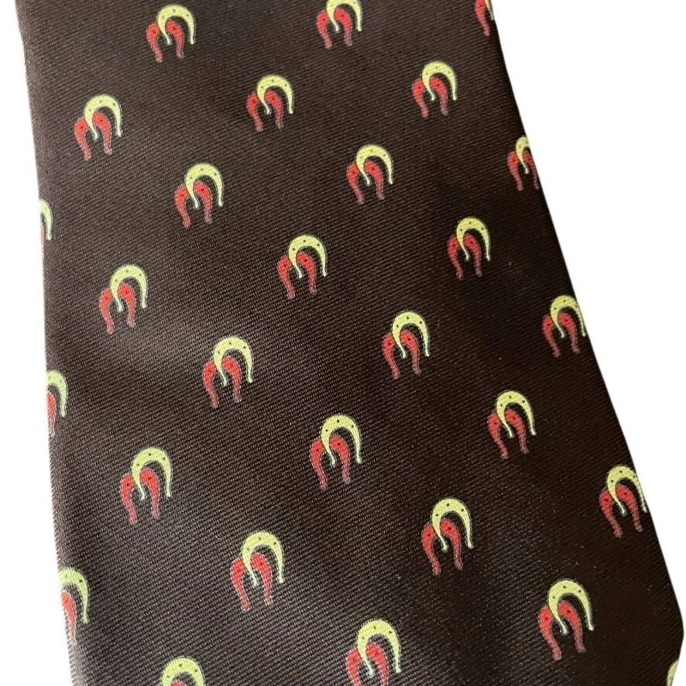 Brooks Brothers Makers Silk‎ Tie Brown Horseshoe Print Made In England